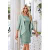 imageGRACE KARIN Sequin Dress for Women Knee Length Mother of the Bride Dresses Formal Dress Two Piece Dress with Chiffon JacketLight Gray Green