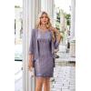 imageGRACE KARIN Sequin Dress for Women Knee Length Mother of the Bride Dresses Formal Dress Two Piece Dress with Chiffon JacketLight Purple