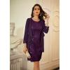 imageGRACE KARIN Sequin Dress for Women Knee Length Mother of the Bride Dresses Formal Dress Two Piece Dress with Chiffon JacketPurple