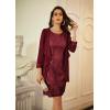imageGRACE KARIN Sequin Dress for Women Knee Length Mother of the Bride Dresses Formal Dress Two Piece Dress with Chiffon JacketWine Red