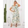 imageGRACE KARIN Womens 2025 Summer Floral Smocked Off Shoulder Flowy A Line Maxi Dresses Formal Wedding Guest Dress with PocketsGreen Flower