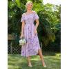 imageGRACE KARIN Womens 2025 Summer Floral Smocked Off Shoulder Flowy A Line Maxi Dresses Formal Wedding Guest Dress with PocketsPurple Floral