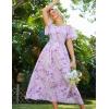 imageGRACE KARIN Womens 2025 Summer Floral Smocked Off Shoulder Flowy A Line Maxi Dresses Formal Wedding Guest Dress with PocketsPurple Floral
