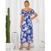 imageGRACE KARIN Womens 2025 Summer Floral Smocked Off Shoulder Flowy A Line Maxi Dresses Formal Wedding Guest Dress with PocketsRoyal Blue Pink