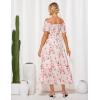 imageGRACE KARIN Womens 2025 Summer Floral Smocked Off Shoulder Flowy A Line Maxi Dresses Formal Wedding Guest Dress with PocketsWhite Pink
