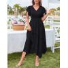 imageGRACE KARIN Womens Casual Summer V Neck Flutter Ruffle Short Sleeve 2025 Empire High Waist Flowy Midi DressesBlack