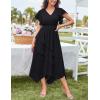 imageGRACE KARIN Womens Casual Summer V Neck Flutter Ruffle Short Sleeve 2025 Empire High Waist Flowy Midi DressesBlack