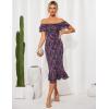 imageGRACE KARIN Womens Summer Floral Midi Dress Wedding Guest Party Dress Mermaid Bodycon Mesh Ruffle DressBlack Purple Flowers
