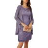 imageGRACE KARIN Sequin Dress for Women Knee Length Mother of the Bride Dresses Formal Dress Two Piece Dress with Chiffon JacketLight Purple