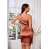 imageGRACE KARIN 2025 Women Satin Dress Cocktail One Shoulder Sleeveless Tie Waist Party Mini DressesBrown