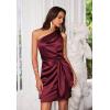 imageGRACE KARIN 2025 Women Satin Dress Cocktail One Shoulder Sleeveless Tie Waist Party Mini DressesDark Red