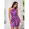imageGRACE KARIN 2025 Women Satin Dress Cocktail One Shoulder Sleeveless Tie Waist Party Mini DressesPurple