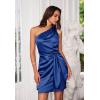 imageGRACE KARIN 2025 Women Satin Dress Cocktail One Shoulder Sleeveless Tie Waist Party Mini DressesRoyal Blue