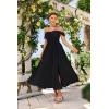imageGRACE KARIN 2025 Womens Summer Floral Print Flowy A Line Maxi Dresses Sleeveless Smocked Off Shoulder DressBlack