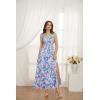 imageGRACE KARIN 2025 Womens Summer Floral Print Flowy A Line Maxi Dresses Sleeveless Smocked Off Shoulder DressBlue Pink