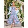 imageGRACE KARIN 2025 Womens Summer Floral Print Flowy A Line Maxi Dresses Sleeveless Smocked Off Shoulder DressBlue Pink