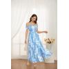 imageGRACE KARIN 2025 Womens Summer Floral Print Flowy A Line Maxi Dresses Sleeveless Smocked Off Shoulder DressBlue White