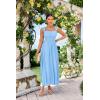 imageGRACE KARIN 2025 Womens Summer Floral Print Flowy A Line Maxi Dresses Sleeveless Smocked Off Shoulder DressLight Blue