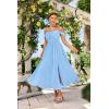 imageGRACE KARIN 2025 Womens Summer Floral Print Flowy A Line Maxi Dresses Sleeveless Smocked Off Shoulder DressLight Blue
