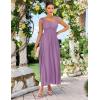 imageGRACE KARIN 2025 Womens Summer Floral Print Flowy A Line Maxi Dresses Sleeveless Smocked Off Shoulder DressLilac