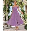 imageGRACE KARIN 2025 Womens Summer Floral Print Flowy A Line Maxi Dresses Sleeveless Smocked Off Shoulder DressLilac
