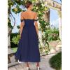 imageGRACE KARIN 2025 Womens Summer Floral Print Flowy A Line Maxi Dresses Sleeveless Smocked Off Shoulder DressNavy Blue