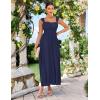 imageGRACE KARIN 2025 Womens Summer Floral Print Flowy A Line Maxi Dresses Sleeveless Smocked Off Shoulder DressNavy Blue