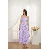 imageGRACE KARIN 2025 Womens Summer Floral Print Flowy A Line Maxi Dresses Sleeveless Smocked Off Shoulder DressPurple Floral