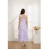 imageGRACE KARIN 2025 Womens Summer Floral Print Flowy A Line Maxi Dresses Sleeveless Smocked Off Shoulder DressPurple Floral