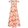 imageGRACE KARIN 2025 Womens Summer Floral Print Flowy A Line Maxi Dresses Sleeveless Smocked Off Shoulder DressWhite Orange