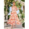 imageGRACE KARIN 2025 Womens Summer Floral Print Flowy A Line Maxi Dresses Sleeveless Smocked Off Shoulder DressWhite Orange