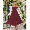 imageGRACE KARIN 2025 Womens Summer Floral Print Flowy A Line Maxi Dresses Sleeveless Smocked Off Shoulder DressWine Red
