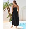 imageGRACE KARIN 2025 Womens Summer Flowy Aline Boho Dresses Spaghetti Strap Long Beach Sundress Smocked Maxi Dress with PocketsBlack