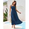 imageGRACE KARIN 2025 Womens Summer Flowy Aline Boho Dresses Spaghetti Strap Long Beach Sundress Smocked Maxi Dress with PocketsBlue Green