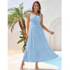 imageGRACE KARIN 2025 Womens Summer Flowy Aline Boho Dresses Spaghetti Strap Long Beach Sundress Smocked Maxi Dress with PocketsLight Blue