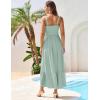 imageGRACE KARIN 2025 Womens Summer Flowy Aline Boho Dresses Spaghetti Strap Long Beach Sundress Smocked Maxi Dress with PocketsLight Green