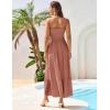 imageGRACE KARIN 2025 Womens Summer Flowy Aline Boho Dresses Spaghetti Strap Long Beach Sundress Smocked Maxi Dress with PocketsLight Red Brown