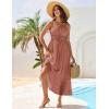imageGRACE KARIN 2025 Womens Summer Flowy Aline Boho Dresses Spaghetti Strap Long Beach Sundress Smocked Maxi Dress with PocketsLight Red Brown