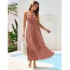 imageGRACE KARIN 2025 Womens Summer Flowy Aline Boho Dresses Spaghetti Strap Long Beach Sundress Smocked Maxi Dress with PocketsLight Red Brown
