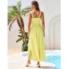 imageGRACE KARIN 2025 Womens Summer Flowy Aline Boho Dresses Spaghetti Strap Long Beach Sundress Smocked Maxi Dress with PocketsLight Yellow