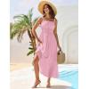 imageGRACE KARIN 2025 Womens Summer Flowy Aline Boho Dresses Spaghetti Strap Long Beach Sundress Smocked Maxi Dress with PocketsPink