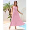 imageGRACE KARIN 2025 Womens Summer Flowy Aline Boho Dresses Spaghetti Strap Long Beach Sundress Smocked Maxi Dress with PocketsPink