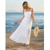 imageGRACE KARIN 2025 Womens Summer Flowy Aline Boho Dresses Spaghetti Strap Long Beach Sundress Smocked Maxi Dress with PocketsWhite
