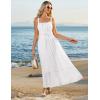 imageGRACE KARIN 2025 Womens Summer Flowy Aline Boho Dresses Spaghetti Strap Long Beach Sundress Smocked Maxi Dress with PocketsWhite