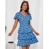 imageGRACE KARIN Womens Summer Dresses 2025 Floral Short Sleeve V Neck Ruffle Tiered Layered Boho Mini DressBlue Floral