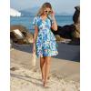 imageGRACE KARIN Womens Summer Dresses 2025 Floral Short Sleeve V Neck Ruffle Tiered Layered Boho Mini DressBlue White Floral