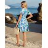 imageGRACE KARIN Womens Summer Dresses 2025 Floral Short Sleeve V Neck Ruffle Tiered Layered Boho Mini DressBlue White Floral