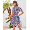 imageGRACE KARIN Womens Summer Dresses 2025 Floral Short Sleeve V Neck Ruffle Tiered Layered Boho Mini DressRed Pink Floral