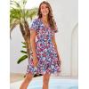 imageGRACE KARIN Womens Summer Dresses 2025 Floral Short Sleeve V Neck Ruffle Tiered Layered Boho Mini DressRed Pink Floral