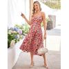 imageGRACE KARIN Womens Summer Floral Wedding Guest Dress Boho Beach Casual Formal Dresses A Line Sleeveless Dress with PocketsPink Red Floral